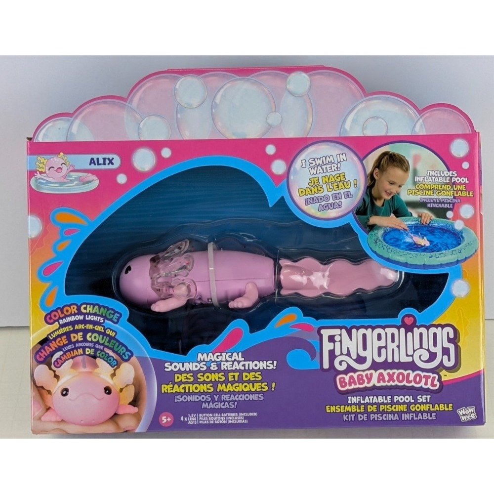 Fingerlings Baby Axolotl Alix Inflatable Pool Set Swims Lights Up Sound NEW